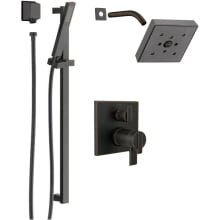 Ara Pressure Balanced Shower System with Shower Head, Shower Arm, Hand Shower, Slide Bar, Hose, Valve Trim and MultiChoice Rough-In