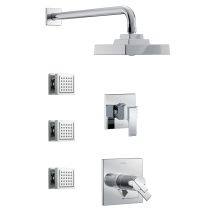 TempAssure 17T Series Thermostatic Shower System with Integrated Volume Control, Shower Head, and 3 Body Sprays - Includes Rough-In Valves