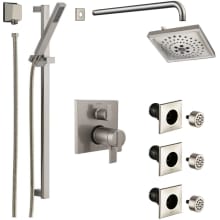 Ara Thermostatic Shower System with Shower Head, Shower Arm, Hand Shower, Slide Bar, Bodysprays, Hose, Valve Trim and MultiChoice Rough-In