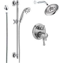 Cassidy Pressure Balanced Shower System with Shower Head, Shower Arm, Hand Shower, Slide Bar, Hose, Valve Trim and MultiChoice Rough-In