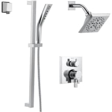 Pivotal Pressure Balanced Shower System with Shower Head, Shower Arm, Hand Shower, Slide Bar, Hose, Valve Trim and MultiChoice Rough-In