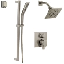 Pivotal Pressure Balanced Shower System with Shower Head, Shower Arm, Hand Shower, Slide Bar, Hose, Valve Trim and MultiChoice Rough-In
