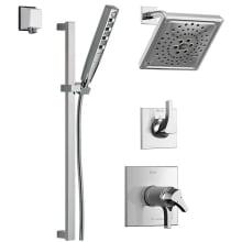 Zura Pressure Balanced Shower System with Shower Head, Shower Arm, Hand Shower, Slide Bar, Hose, Valve Trim and MultiChoice Rough-In