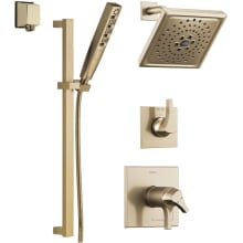 Zura Pressure Balanced Shower System with Shower Head, Shower Arm, Hand Shower, Slide Bar, Hose, Valve Trim and MultiChoice Rough-In
