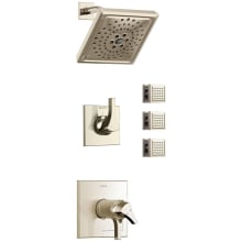 TempAssure 17T Series Thermostatic Shower System with Integrated Volume Control, Shower Head, and 3 Bodysprays - Includes Rough-In Valves