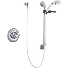 Single Handle Shower Valve Trim Less Shower Head with Metal Blade Handle and Personal Hand Shower with 24" Combination Grab / Slide Bar from the Commercial Series