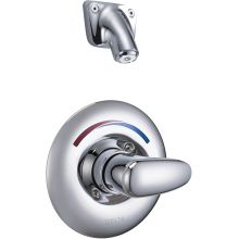Single Handle Shower Valve Trim with Metal Lever Handle and Vandal Resistant Single Function Shower Head from the Commercial Series