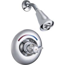 Single Handle Shower Valve Trim with Metal Blade Handle and H2Okinetic Single Function Shower Head from the Commercial Series