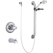 Single Handle Tub and Shower Valve Trim with Metal Lever Handle and Personal Hand Shower with 24" Combination Grab / Slide Bar from the Commercial Series