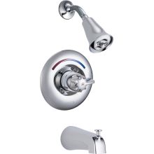 Single Handle Tub and Shower Valve Trim with Metal Blade Handle and H2OKinetic Single Function Shower Head from the Commercial Series