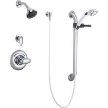 Single Handle Shower Valve Trim with 1.5GPM Single Function Shower Head Personal Hand Shower 24" Grab / Slide Bar and Metal Lever Handles from the Commercial Series
