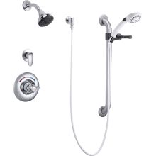 Single Handle Shower Valve Trim with 1.5GPM Single Function Shower Head Personal Hand Shower 24" Grab / Slide Bar and Metal Blade Handles from the Commercial Series