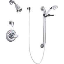 Single Handle Shower Valve Trim with H2OKinetic Single Function Shower Head Personal Hand Shower 24" Grab / Slide Bar and Metal Lever Handles from the Commercial Series