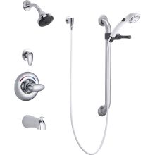Single Handle Tub and Shower Valve Trim with 1.5GPM Single Function Shower Head 24" Grab / Slide Bar and Metal Lever Handle from the Commercial Series