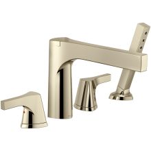 Zura Four Hole Widespread Deck Mounted Roman Tub Filler with H2Okinetic Handshower - Less Rough-In Valve