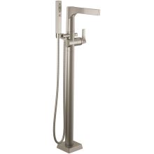 Zura Floor Mounted Tub Filler with Integrated Diverter and Hand Shower - Less Rough In