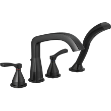 Stryke Deck Mounted Roman Tub Filler with Lever Handles and Built-In Diverter - Includes Hand Shower