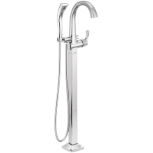 Stryke Floor Mounted Tub Filler with Integrated Diverter, Hand Shower, Arc Spout, and Lever Handle - Less Rough In