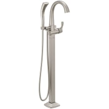 Stryke Floor Mounted Tub Filler with Integrated Diverter, Hand Shower, Arc Spout, and Lever Handle - Less Rough In