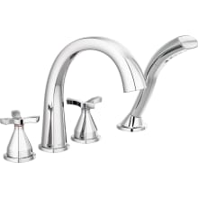 Stryke Deck Mounted Roman Tub Filler with Built-In Diverter and Helo Style Handles - Includes Hand Shower