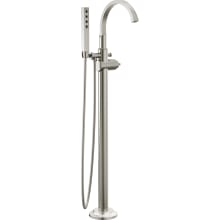 Tetra Floor Mounted Tub Filler with Built-In Diverter and Included Hand Shower - Less Handle and Rough In