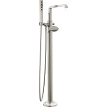 Tetra Floor Mounted Tub Filler with Built-In Diverter and Included Hand Shower - Less Handle and Rough In