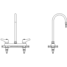 Commercial Double Lever Handle Centerset Laboratory Faucet with Gooseneck Spout and Serrated Nozzle