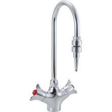 Double Handle Single Hole Gooseneck Laboratory Mixing Faucet with Serrated Nozzle Plus In Line Dual Check Valve from the Commercial Series