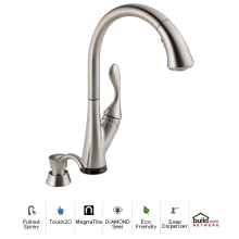 Ashton Pullout Spray Touch Kitchen Faucet with Touch2O, MagnaTite Docking and Diamond Seal Technologies - Includes Soap Dispenser