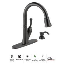 Savile Pullout Spray Kitchen Faucet with MagnaTite Docking and Diamond Seal Technologies - Includes Soap Dispenser
