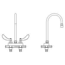 Commercial Double Handle Centerset Kitchen Faucet with Metal Lever Handles