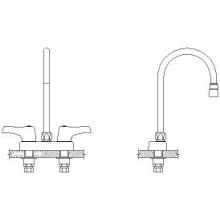 Double Handle 1.5GPM Ceramic Disc Bathroom Faucet with Lever Blade Handles 10-13/32" Gooseneck Spout and Vandal Resistant Aerator from the Commercial Series