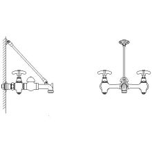 Commercial Laundry Faucet Double Handle Wall Mount with Cross Handles and Wall Brace