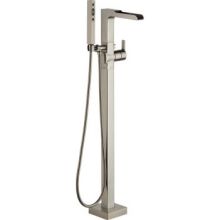 Ara Floor Mounted Tub Filler with Integrated Diverter and Hand Shower - Less Rough In