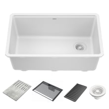 Everest 30” Workstation Kitchen Sink Undermount Granite Composite Single Bowl with WorkFlow Ledge and Accessories