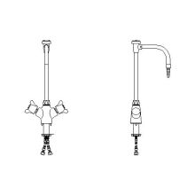 Double Handle Single Hole Gooseneck Laboratory Mixing Faucet with Serrated Nozzle and 6" Angle Spout from the Commercial Series