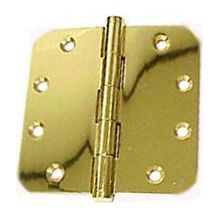 4" x 4" Solid Brass 5/8" Radius Corner Plain Bearing Full Mortise Hinge - Pair