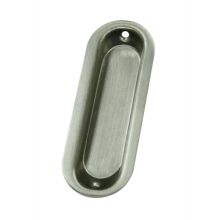 3 1/2" Tall Solid Brass Oval Flush Pocket Door Pull
