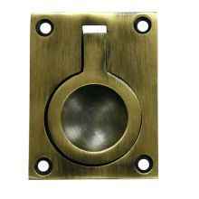 Solid Brass 2-1/2" x 1-7/8" Flush Ring Pull for Sliding Doors and Drawers