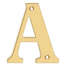 4" Solid Brass Traditional House Letter A