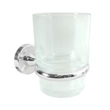3-3/4" Tall Glass Tumbler / Toothbrush Holder with Zinc Mount from the Nobe Series