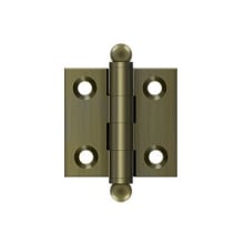 1-1/2" x 1-1/2" Pair of Solid Brass Cabinet Hinges with Ball Tip Finials