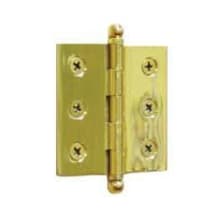 2" x 1-1/2" Solid Brass Cabinet Hinge with Ball Tip Finials - 10 Pack