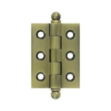 2" x 1-1/2" Solid Brass Cabinet Hinge with Ball Tip Finials - 10 Pack