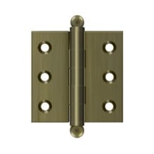 2" x 2" Solid Brass Cabinet Hinge with Ball Tip Finials