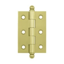 2-1/2" x 1-11/16" Solid Brass Cabinet Hinge with Ball Tip Finials - 30 Pack