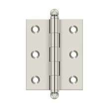 2-1/2" x 2" Solid Brass Cabinet Hinge with Ball Tip Finials - 10 Pack
