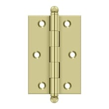 3" x 2" Solid Brass Cabinet Hinge with Ball Tip Finials - Sold as a Pair