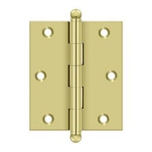 3" x 2-1/2" Solid Brass Cabinet Hinge with Ball Tip Finials - 10 Pack