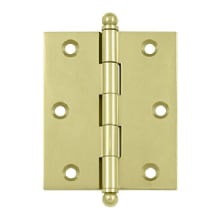 3" x 2-1/2" Solid Brass Cabinet Hinge with Ball Tip Finials - 10 Pack